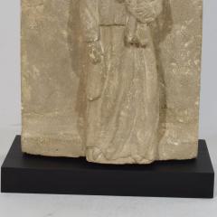 French Medieval Carved Stone Panel Depicting A Madonna With Child - 4111931