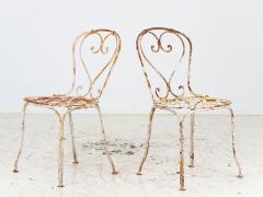 French Metal Strapwork Bistro Chairs Pair Mid 20th C  - 3948036