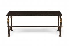 French Mid Century 1940s Bagues Patinated and Gilt Wrought Iron and Marble Cof - 4630449