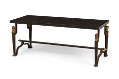 French Mid Century 1940s Bagues Patinated and Gilt Wrought Iron and Marble Cof - 4630450