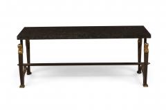 French Mid Century 1940s Bagues Patinated and Gilt Wrought Iron and Marble Cof - 4630453