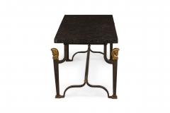 French Mid Century 1940s Bagues Patinated and Gilt Wrought Iron and Marble Cof - 4630459