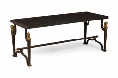French Mid Century 1940s Bagues Patinated and Gilt Wrought Iron and Marble Cof - 4630460