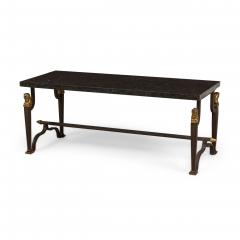 French Mid Century 1940s Bagues Patinated and Gilt Wrought Iron and Marble Cof - 4645330