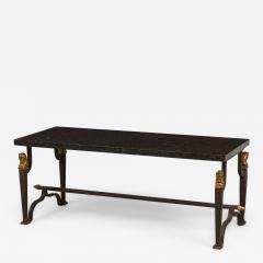 French Mid Century 1940s Bagues Patinated and Gilt Wrought Iron and Marble Cof - 4645338