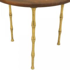 French Mid Century Brass Faux Bamboo and Rosewood Coffee Table - 4669749