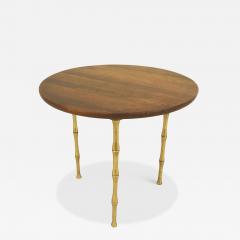 French Mid Century Brass Faux Bamboo and Rosewood Coffee Table - 4734454