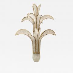 French Mid Century Crystal and Gilt Metal Palm Chandelier - 4628035