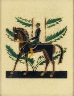 French Mid Century Equestrian Glass Wall Plaque - 4247441