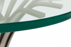 French Mid Century Hourglass Form Iron Slat And Circular Glass Occasional Table - 3170883