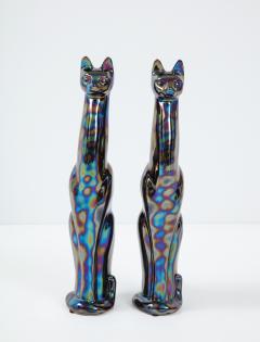 French Mid Century Iridescent Glazed Cat Figures - 1576114