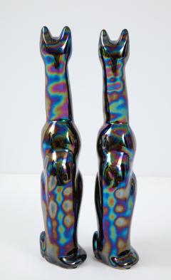 French Mid Century Iridescent Glazed Cat Figures - 1576120