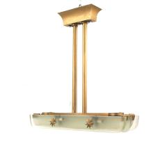 French Mid Century Lucite and Brass Chandelier - 4645301