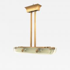 French Mid Century Lucite and Brass Chandelier - 4645302