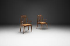 French Mid Century Modern Armchairs with Rush Seats France 1960s - 4638246