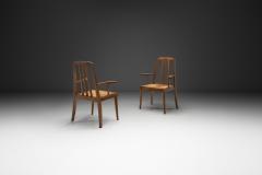 French Mid Century Modern Armchairs with Rush Seats France 1960s - 4638247
