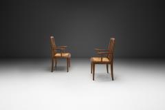 French Mid Century Modern Armchairs with Rush Seats France 1960s - 4638248