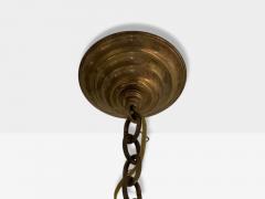 French Mid Century Modern Brass Blown Glass Globe Pendant Lights 1950s - 4207880