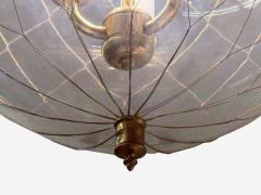 French Mid Century Modern Brass Blown Glass Globe Pendant Lights 1950s - 4207881