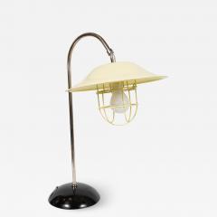 French Mid Century Modern Chrome and Lemon Cream and Black Enamel Table Lamp - 1486317
