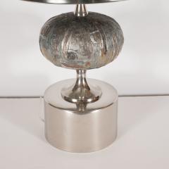 French Mid Century Modern Handmade Painted Table Lamp with Nickel Fittings - 1484040