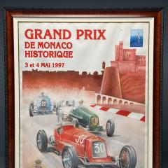 French Mid Century Modern Large Framed Racing Poster Monaco Grand Prix 1997 - 3861611