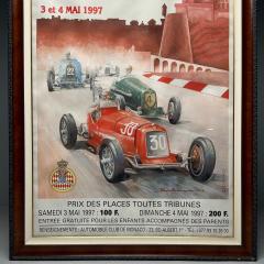 French Mid Century Modern Large Framed Racing Poster Monaco Grand Prix 1997 - 3861612