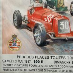 French Mid Century Modern Large Framed Racing Poster Monaco Grand Prix 1997 - 3861617