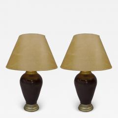 French Mid Century Modern Mauve Enameled Steel Table Lamps - 4106016