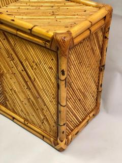 French Mid Century Modern Neoclassical Rattan and Bamboo Sideboard Cabinet - 1590663