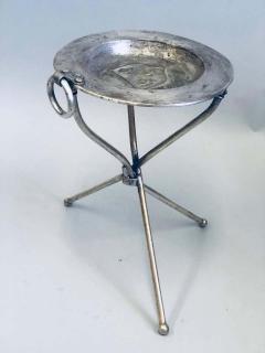 French Mid Century Modern Neoclassical Silvered Brass Side Table or Gueridon - 1811514