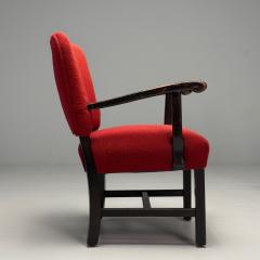 French Mid Century Modern Occasional Arm Chairs Wood Boucle France 1980s - 3948740