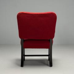 French Mid Century Modern Occasional Arm Chairs Wood Boucle France 1980s - 3948741