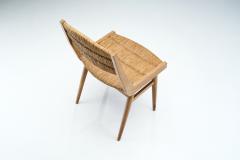 French Mid Century Modern Wood and Cane Chair France ca 1950s - 2405689