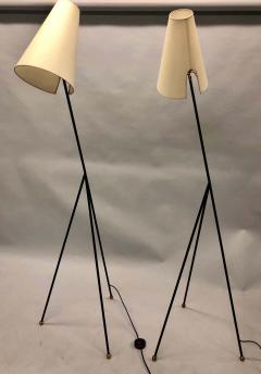 French Mid Century Modern Wrought Iron Floor Lamp Attributed Disderot - 1629785