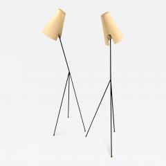 French Mid Century Modern Wrought Iron Floor Lamp Attributed Disderot - 1636348