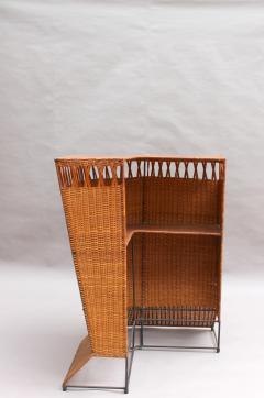 French Mid Century Rattan Bar and 3 Matching Stools - 2399731