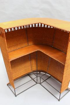 French Mid Century Rattan Bar and 3 Matching Stools - 2399734