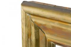French Mid Century Rectangular Ogee Brass Veneer Bistro Wall Mirror - 4172018