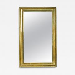 French Mid Century Rectangular Ogee Brass Veneer Bistro Wall Mirror - 4204766