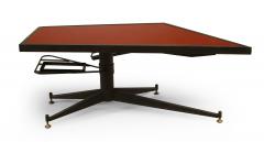 French Mid Century Red Glass and Black Metal Coffee Table - 4658380