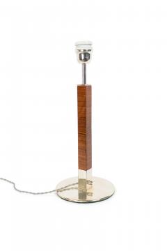 French Mid Century Walnut Column Table Lamp - 1377473