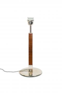 French Mid Century Walnut Column Table Lamp - 1377476