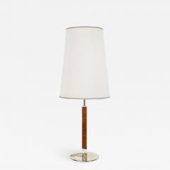 French Mid Century Walnut Column Table Lamp - 1382258