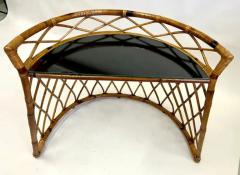French Mid century Modern Neoclassical Bamboo Rattan Console or Desk - 4111539