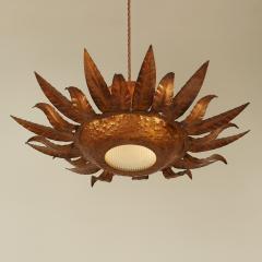 French Mid century copper sunflower ceiling light - 2448258