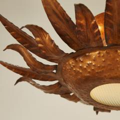 French Mid century copper sunflower ceiling light - 2448283