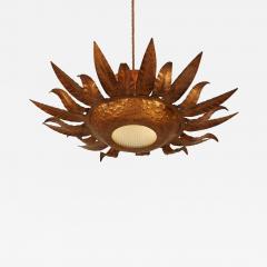 French Mid century copper sunflower ceiling light - 2452362