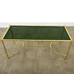 French Midcentury Brass Glass Faux Bamboo Coffee Table - 4249726