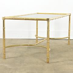 French Midcentury Brass Glass Faux Bamboo Coffee Table - 4249730